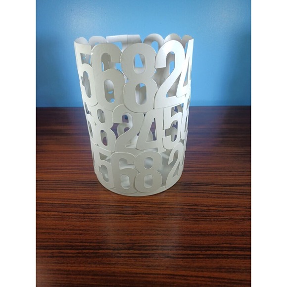 White Metal Numbers Mini Trash Can/ Candle Holder - Picture 13 of 13